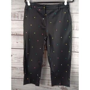 Kim Rogers Crop Pants Women’s 10 black  Polka Dots graphic Cotton